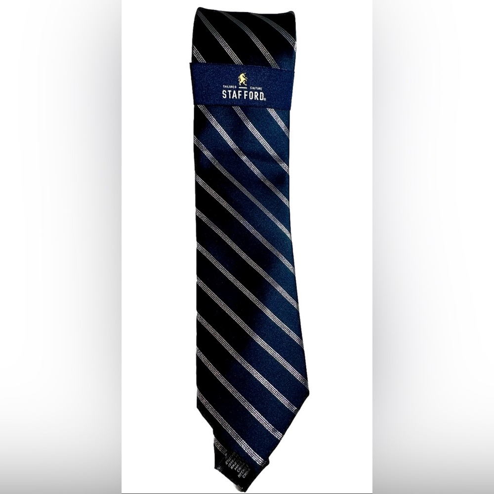 Stafford Men's Holiday Spinner Blue Silver One Size Tie Business 57'L 3.5'W NEW